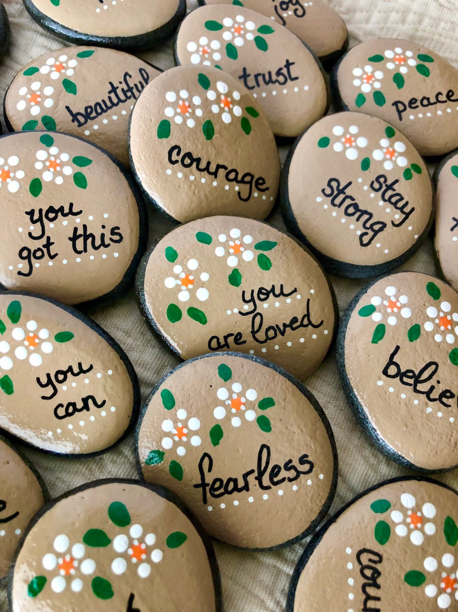 Empowerment Pocket Rocks: Set of 15 Custom Painted Pebbles ...