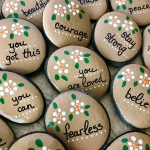 Empowerment Pocket Rocks: Set of 15 Custom Painted Pebbles ...