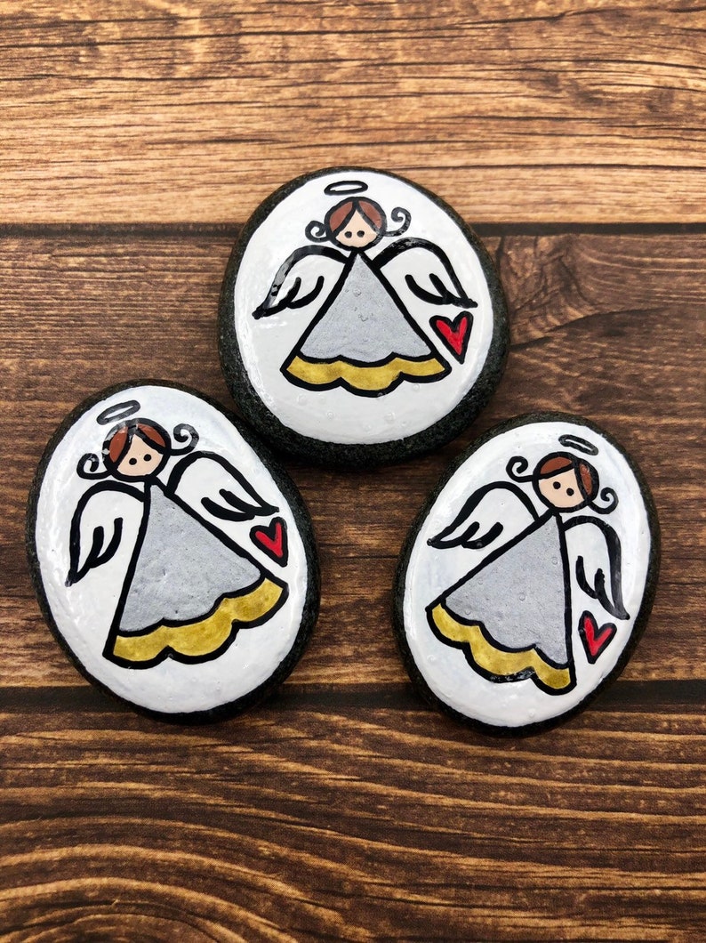 Pocket Angel Rock Comfort Stone, Girl Pocket Token Angel, Worry Stone, First Communion Gift, Easter Gift, Sunday School gift, Guardian Angel image 9