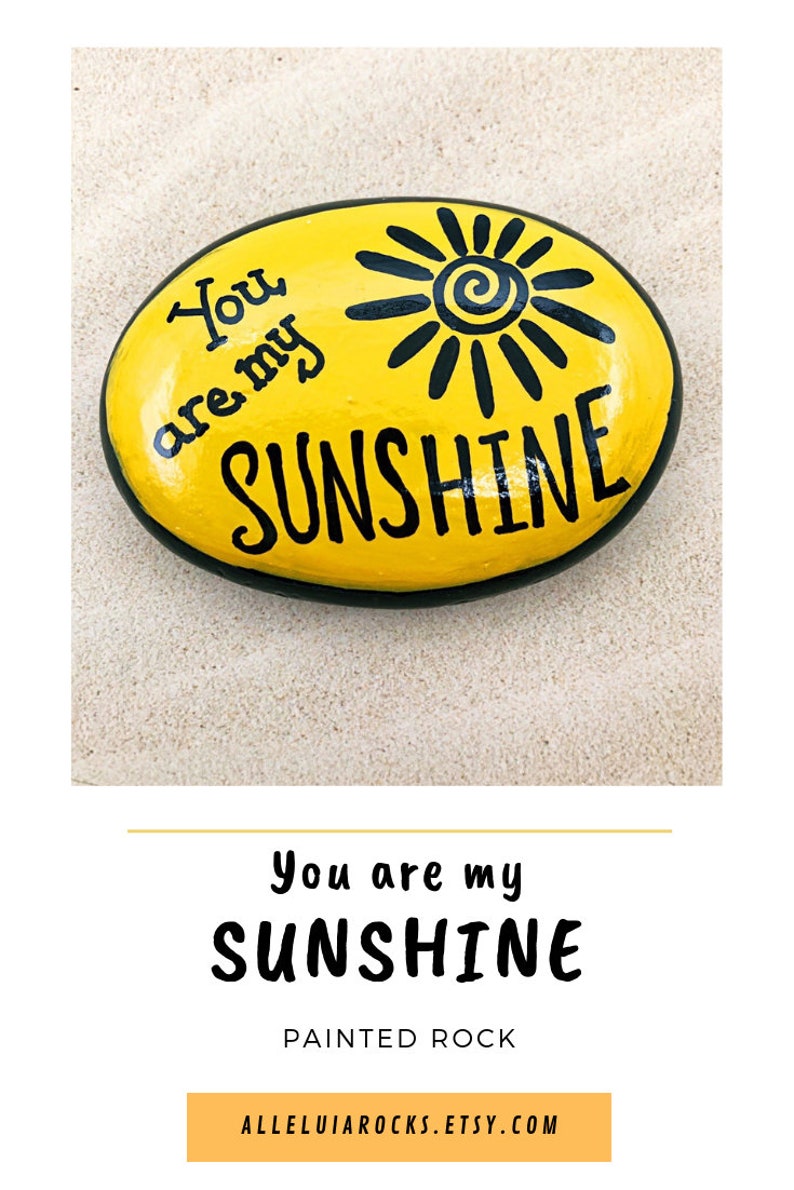 You Are My Sunshine, Encouragement Rock, Affirmation Stone, Hand Painted Rock, Christmas gift, Teacher gift, stocking stuffer, Painted Rocks image 2