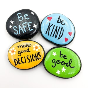 Pocket Worry Stones Set: Set of 4 Hand-Painted Comfort Rocks for Kids