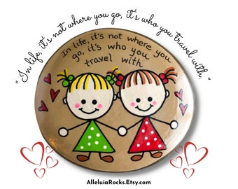 Travel Buddies Painted Rock: Friendship Gift