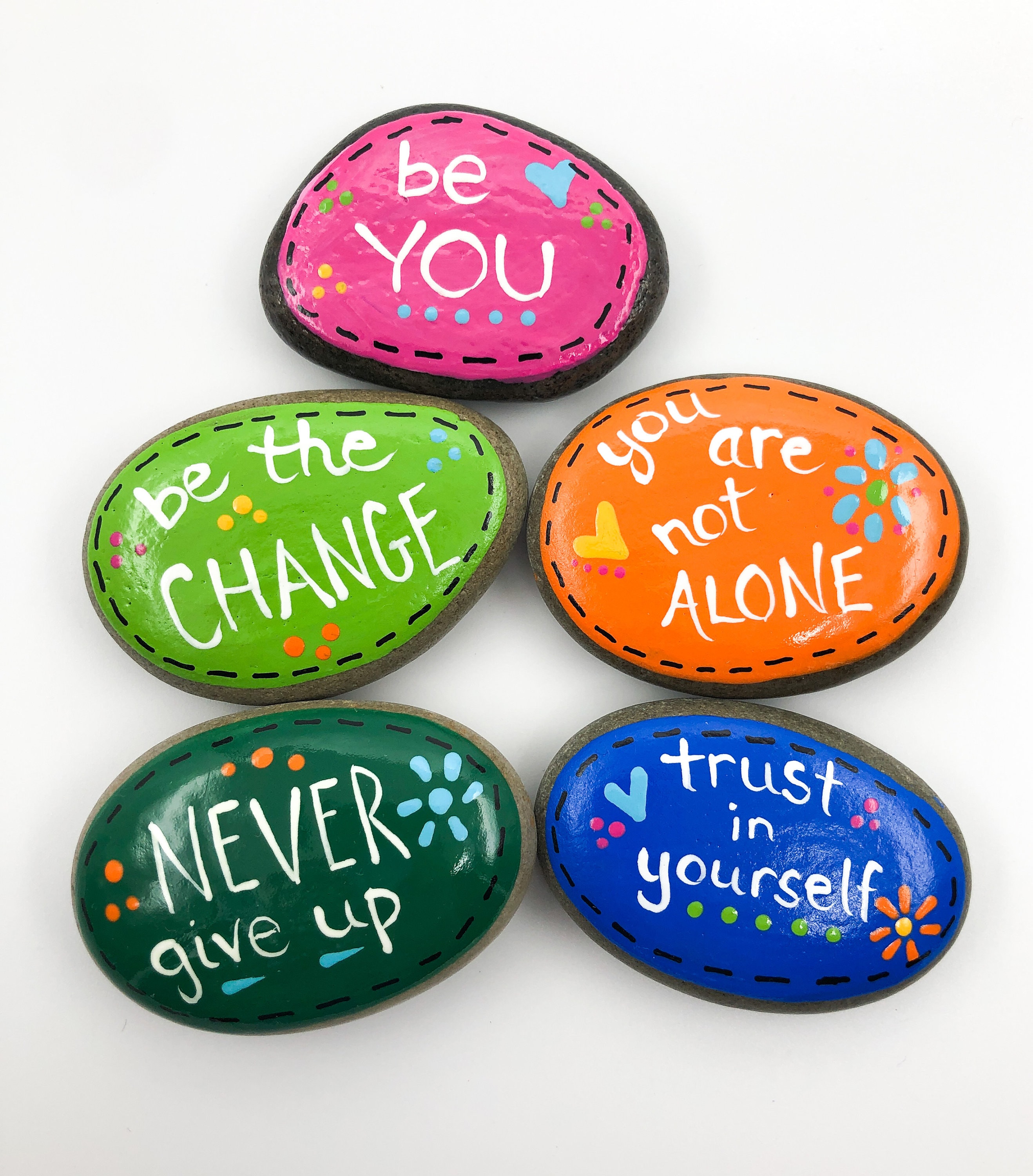 Positivity Pebbles: Set of 20 Painted Affirmation Rocks - Etsy UK