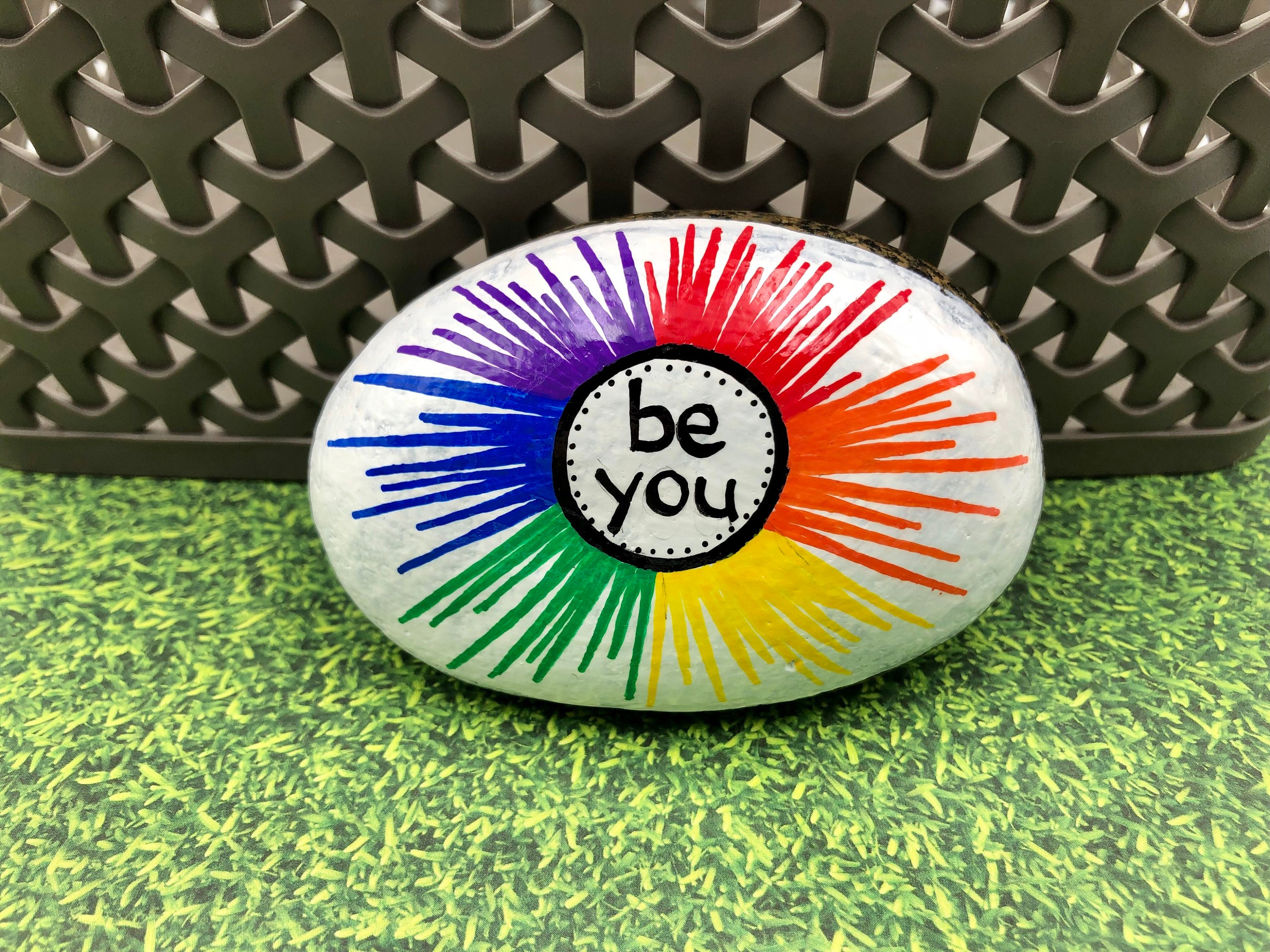 Rainbow Painted Rock: 'be You' Affirmation Stone - Etsy