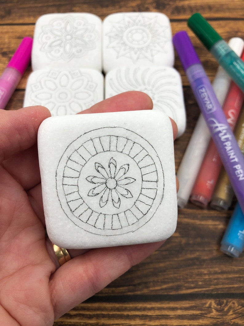 Mandala Rock Painting Kit Paint Your Own Mandala Stones Easy Etsy