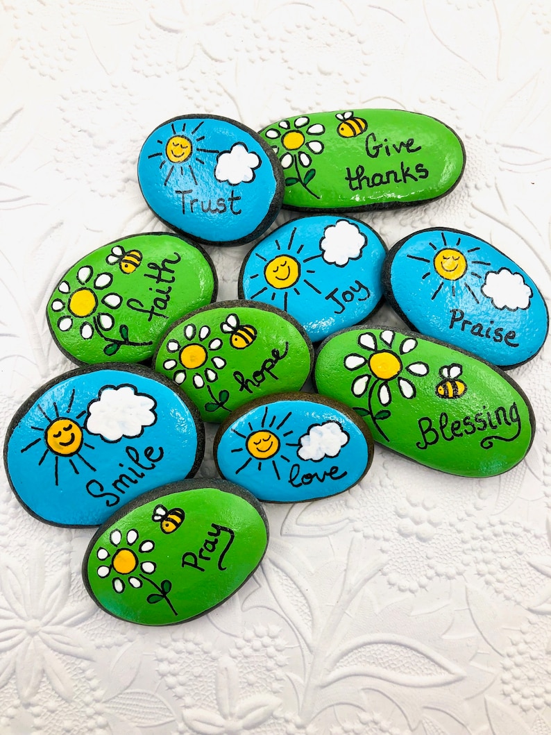 Smile Painted Rocks: Birthday Party Favors, Set of 10 - Etsy