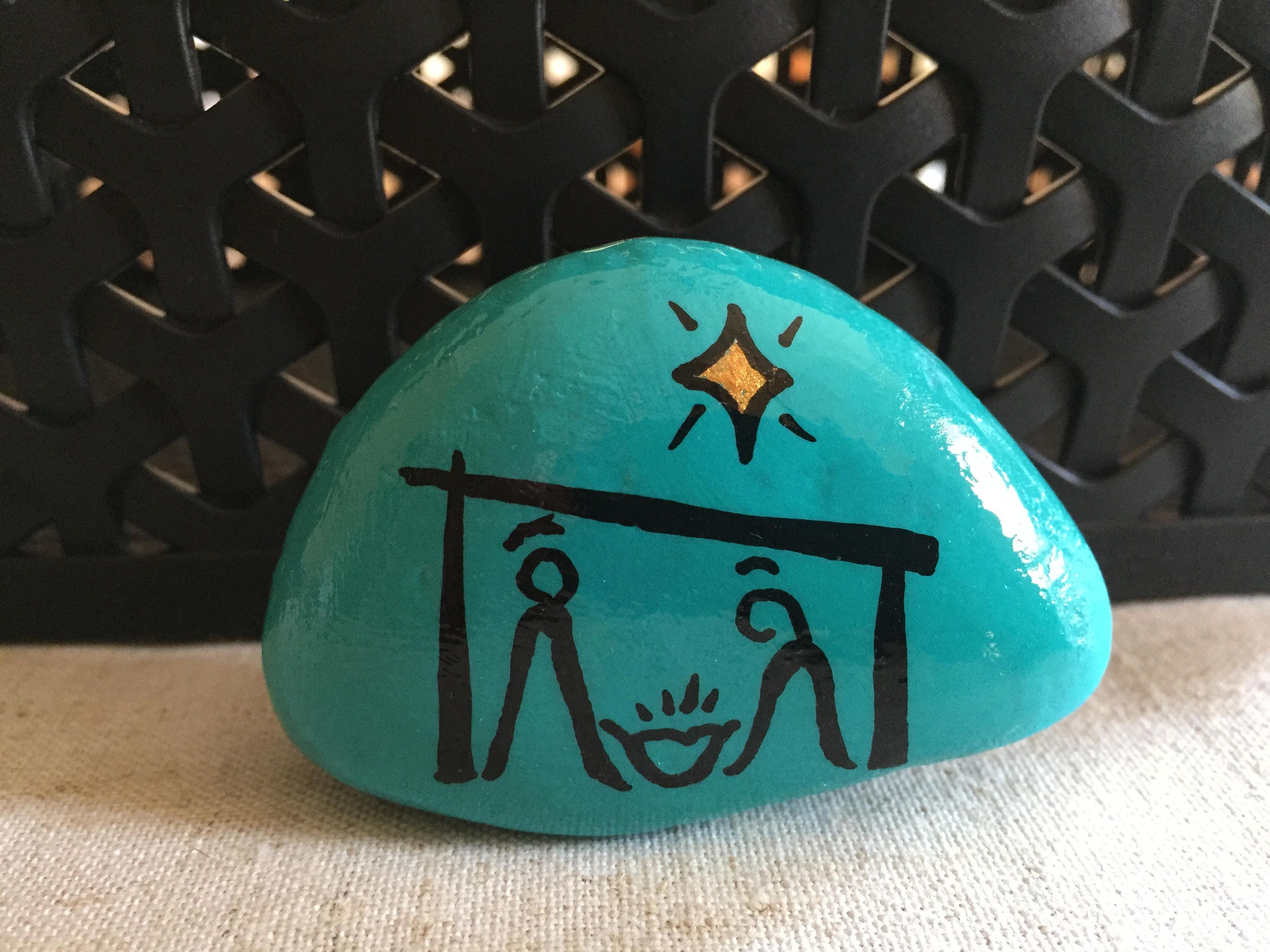 Nativity Painted Rock Christmas Nativity Painting Hand Etsy