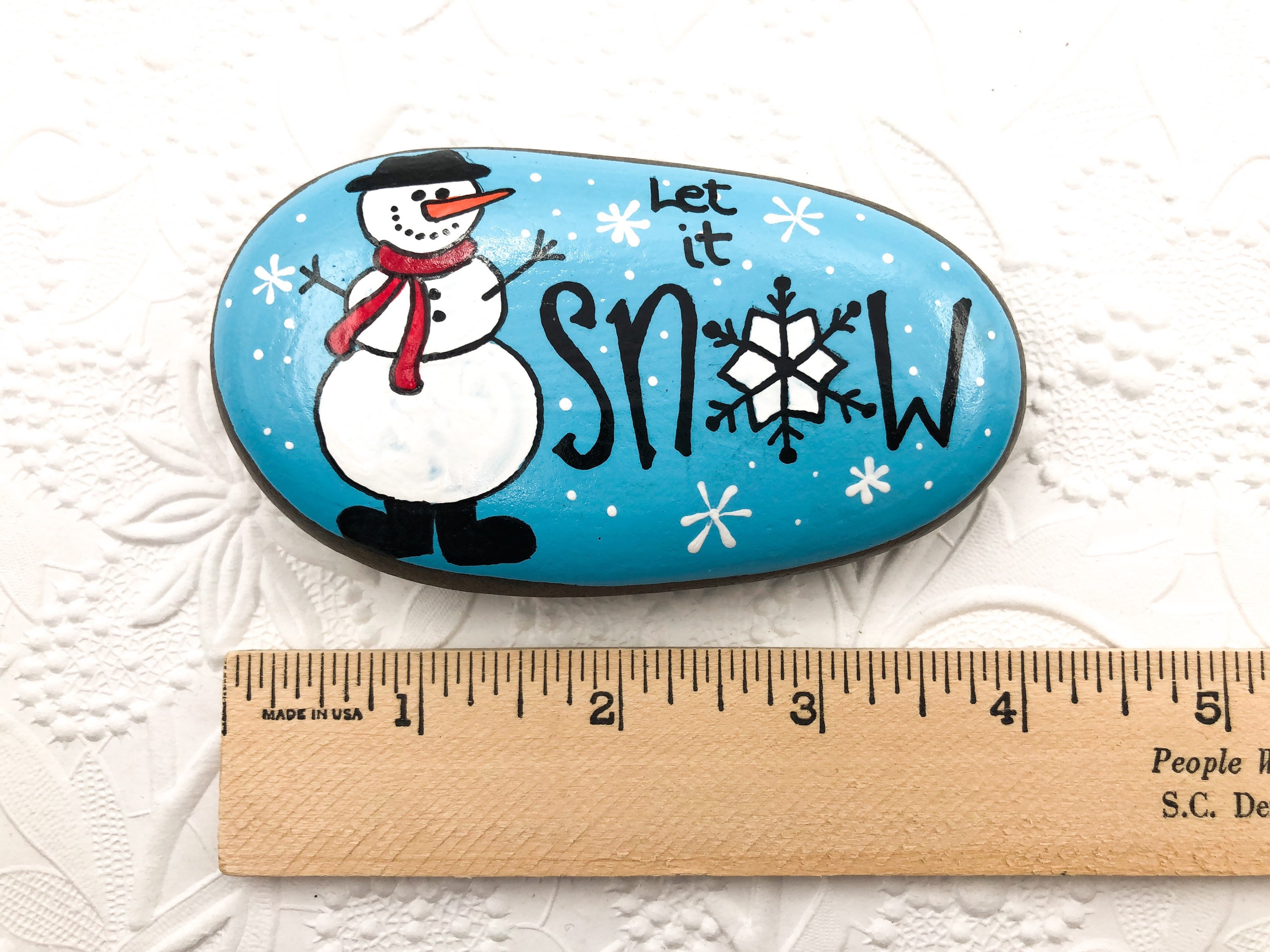 Let It Snow Painted Rock Snowman Hand Painted Rock Teacher - Etsy