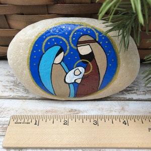 Holy Family Nativity Paperweight, Nativity Rock, Christmas Nativity Painting, Hand Painted Rock, Birth of Jesus Painted Rock, Manger Scene image 9