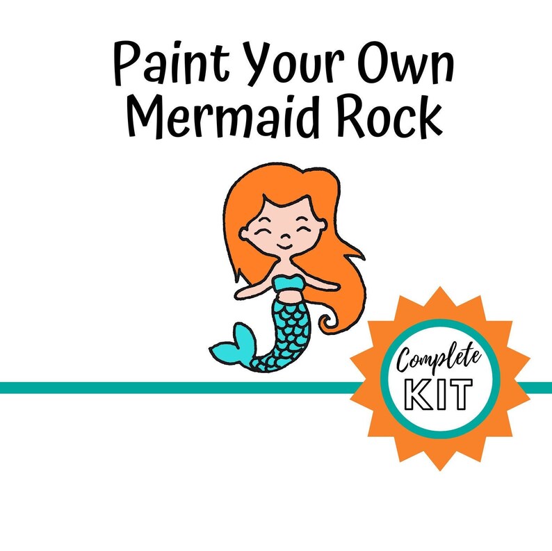 Paint Your Own Mermaid Rock, DIY Kit, Pocket Rock Painting Kit, Everything You Need to Paint a Mermaid Rock image 2