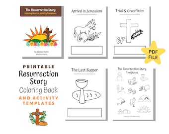 Resurrection Story Coloring Book and Templates, Easter Passion Story Stone Images, Jesus Story, Easter Story Activity, Bible Story of Jesus