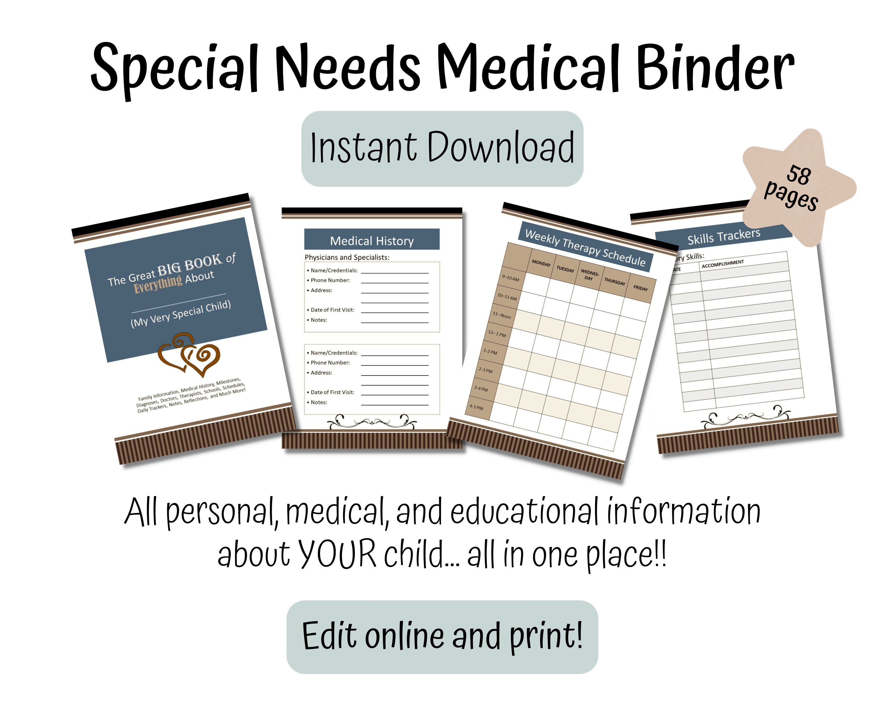 Special Needs Binder Medical Binder Autism Binder Fillable Etsy