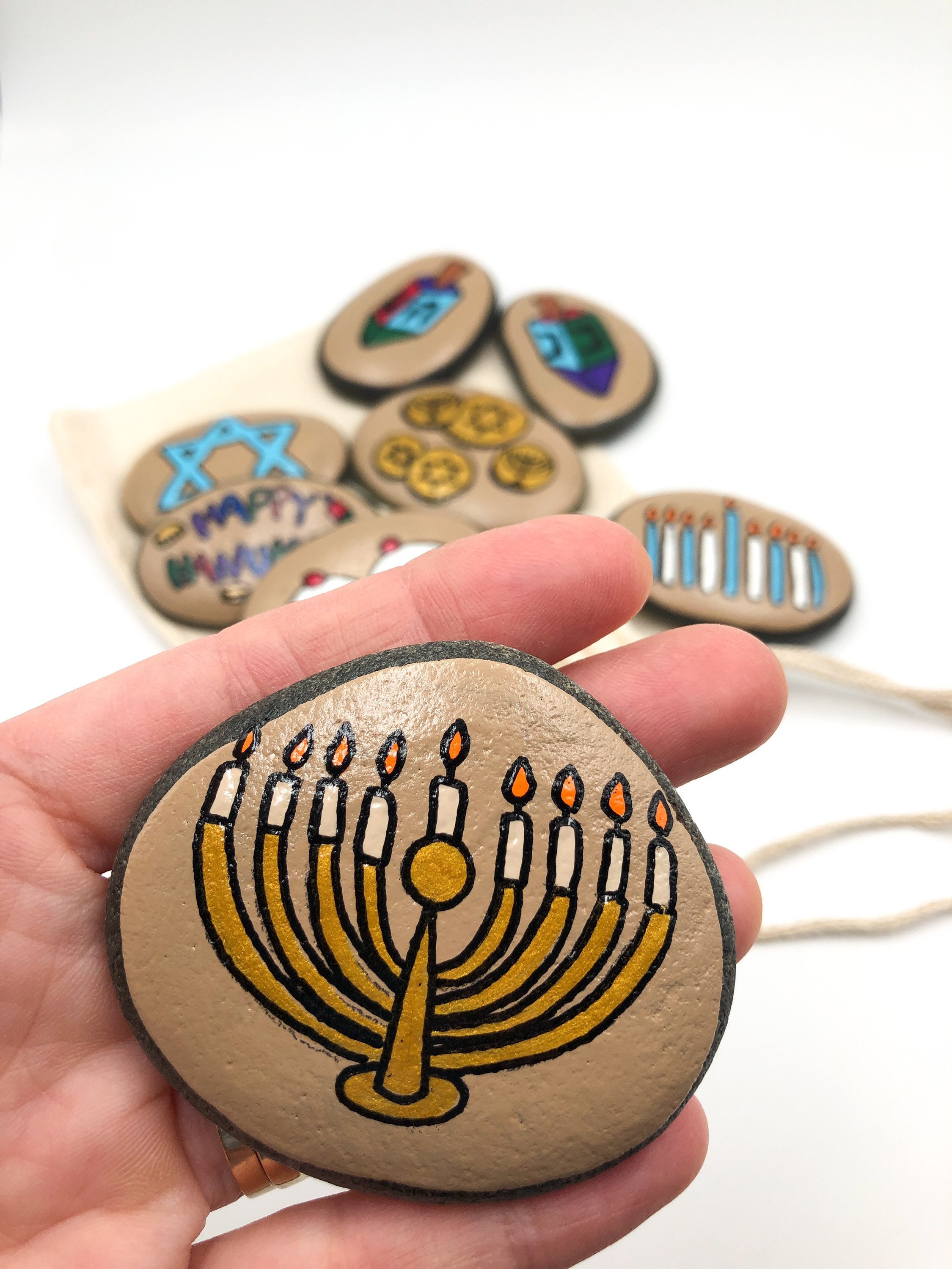 Hanukkah Story Stones: Painted River Rocks, Jewish Holiday Activity - Etsy