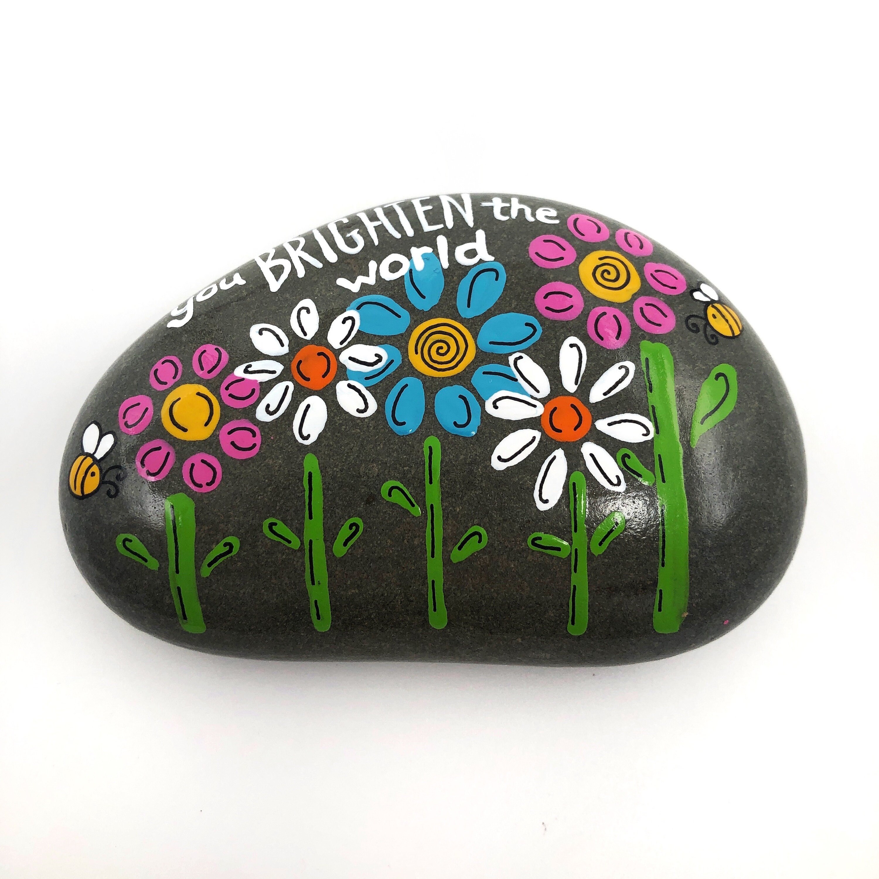 You Brighten the World Painted Rock, Custom Phrase, Personalized Stone ...