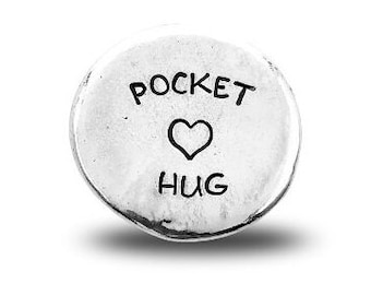 Pewter Pocket Hug Coin: Hand Stamped Long Distance Gift