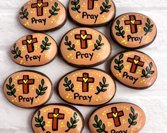 Set of 10 Prayer Pebbles with Inspirational Card and Muslin Bag