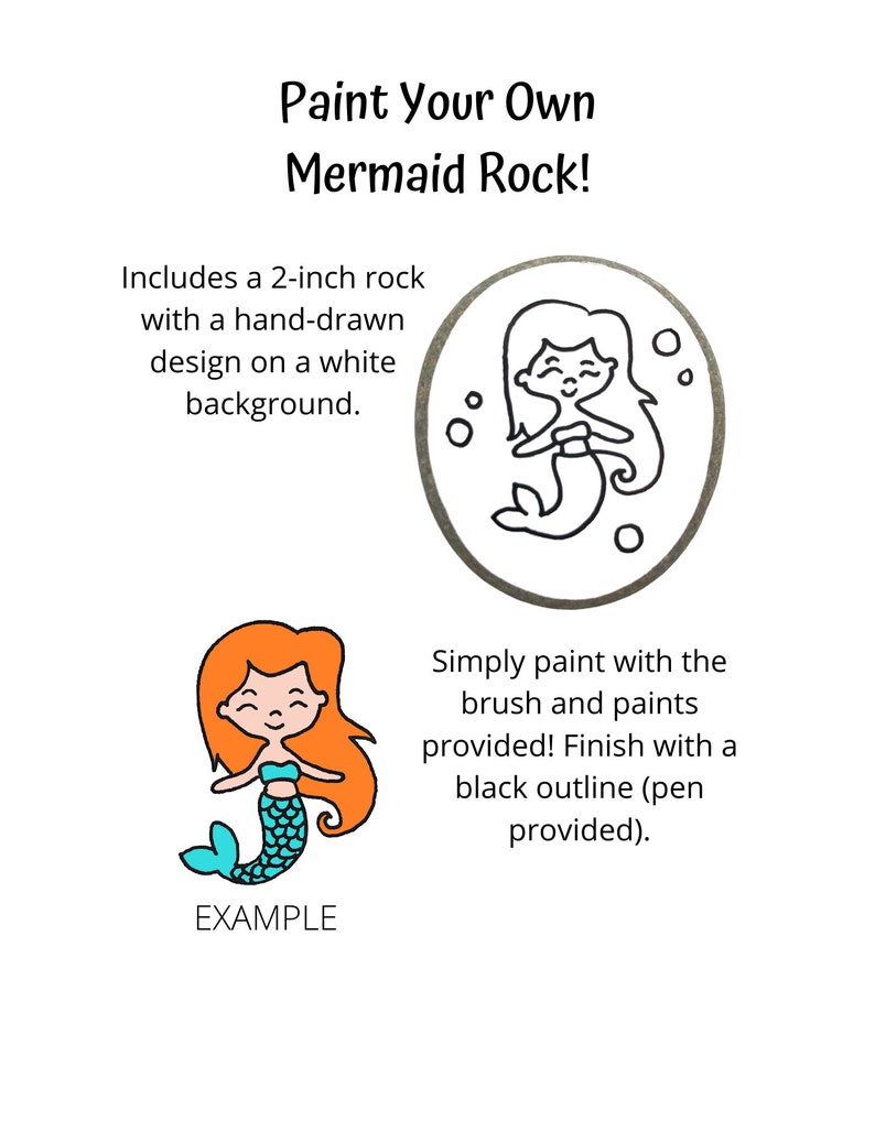 Paint Your Own Mermaid Rock, DIY Kit, Pocket Rock Painting Kit, Everything You Need to Paint a Mermaid Rock image 3