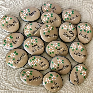 Empowerment Pocket Rocks: Set of 15 Custom Painted Pebbles ...