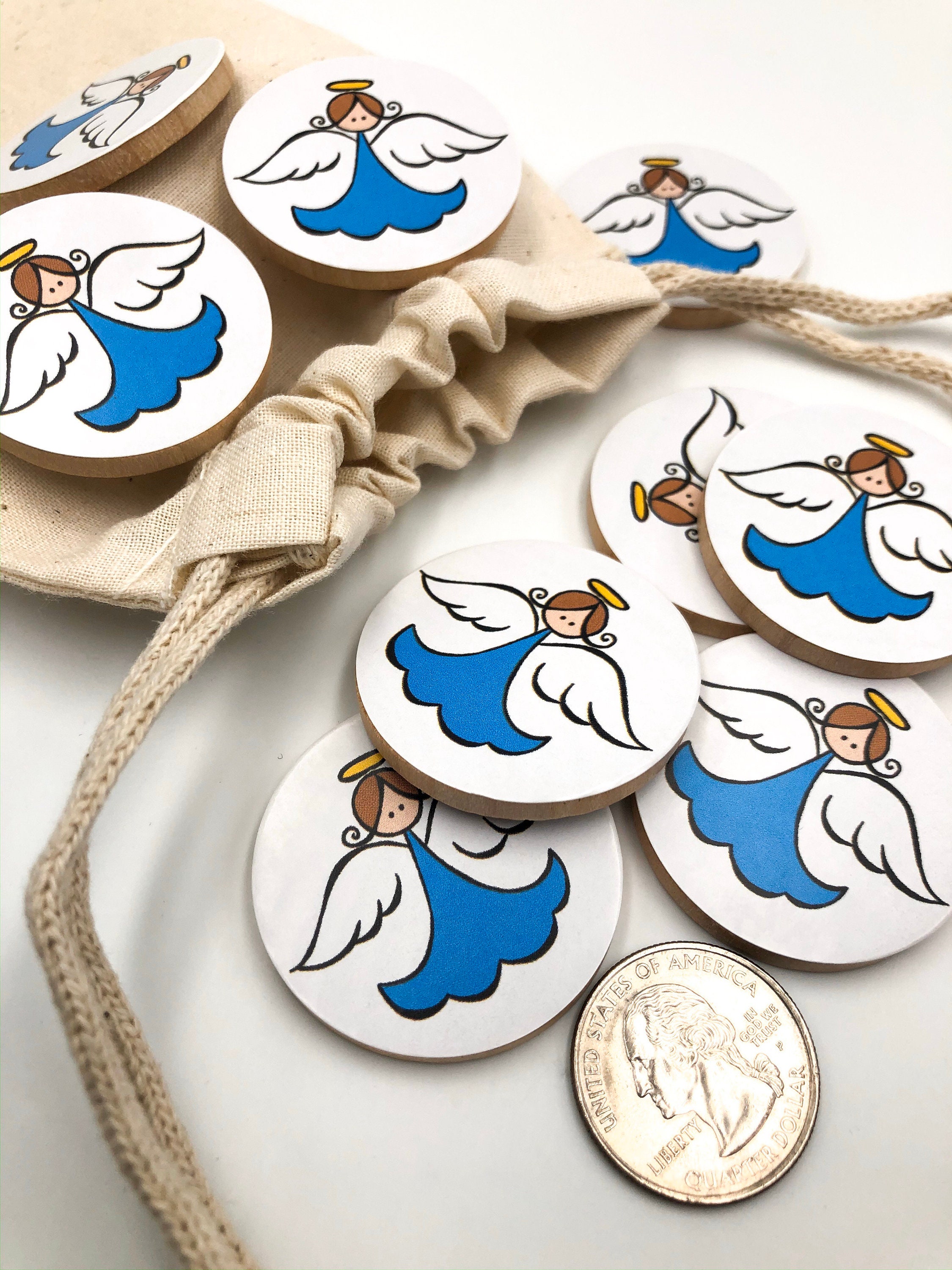 Pocket Angel Minis in Blue Bag of 10 Pocket Angel Tokens Etsy