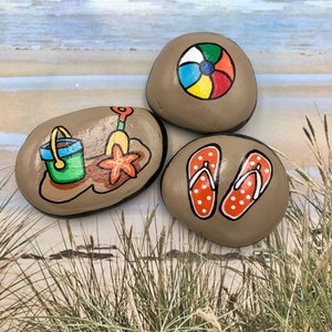 Summer Story Stones, Summertime Story Starters, Beach Time Painted Rocks, Story Rocks, Summer Story Prompts, Vacation Activity Stones image 6