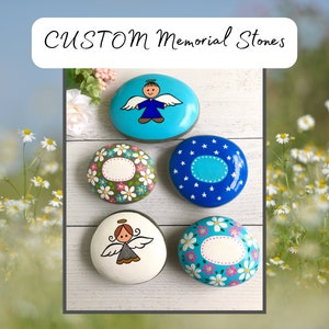 Memorial Stone with Custom Name or Phrase, Memory Painted Rock with Name, Custom Memorial Painted Rock, Celebration of Life Painted Rock