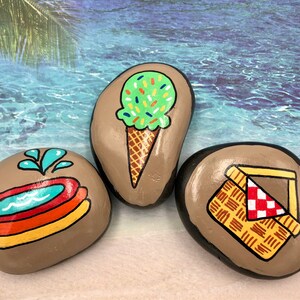 Summer Story Stones, Summertime Story Starters, Beach Time Painted Rocks, Story Rocks, Summer Story Prompts, Vacation Activity Stones image 7