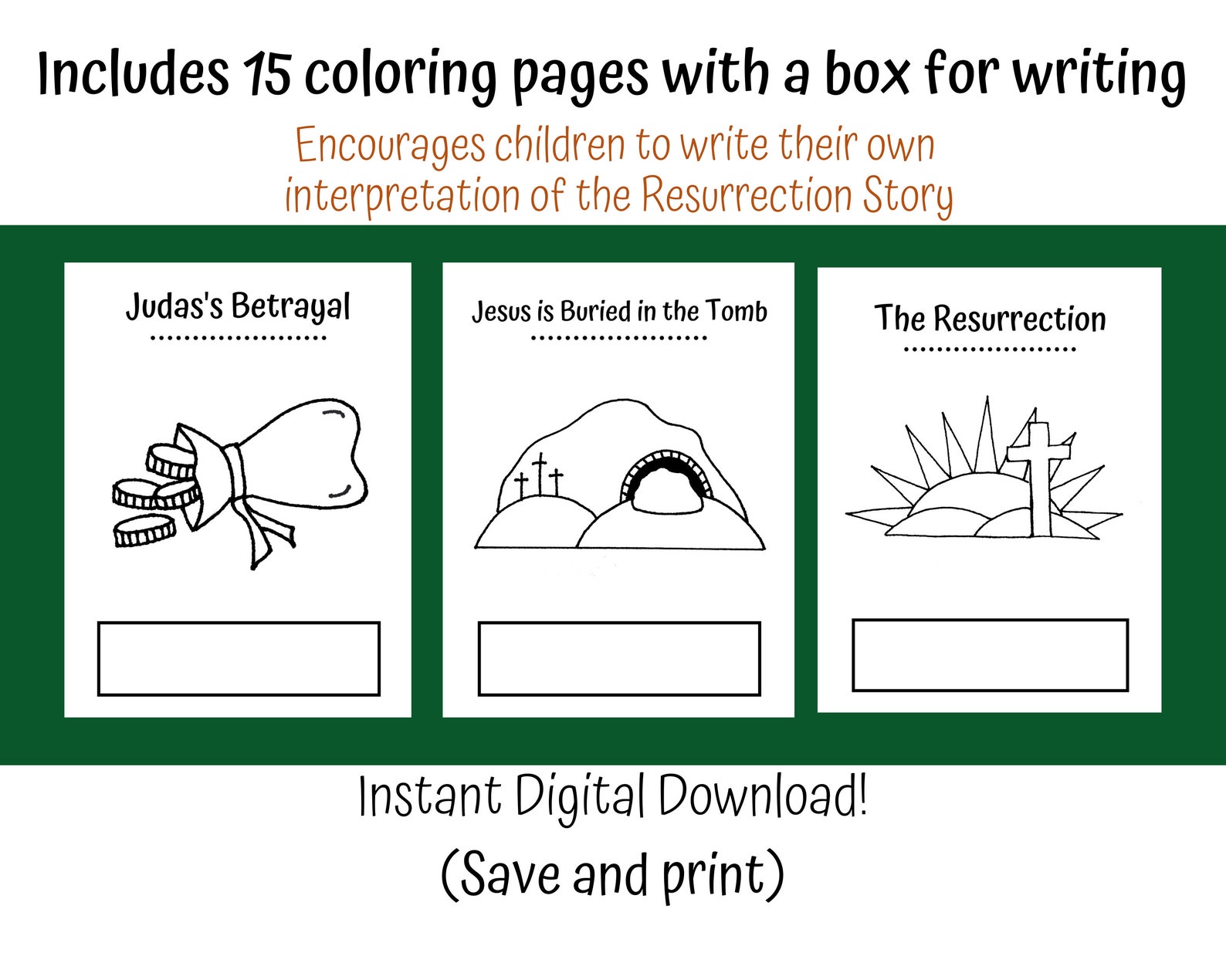 Resurrection Story Coloring Book and Templates Easter Passion | Etsy