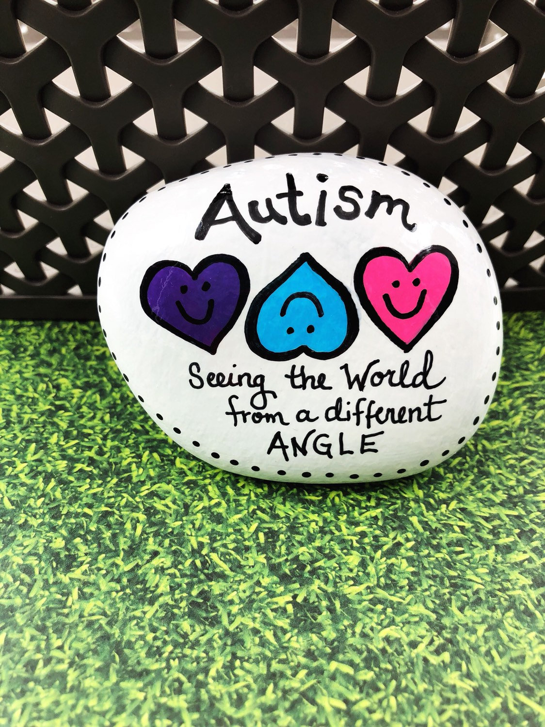 Autism Awareness Rock Autism Acceptance Autism Gift Hand Etsy