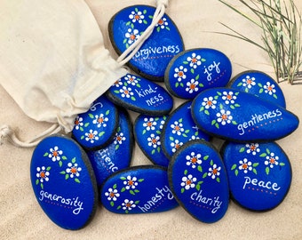 Affirmation Rocks: Set of 10 Custom Painted Wisdom Stones