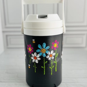Hand Painted Floral Bumblebee Water Cooler Jug - Pickleball Sports Jug