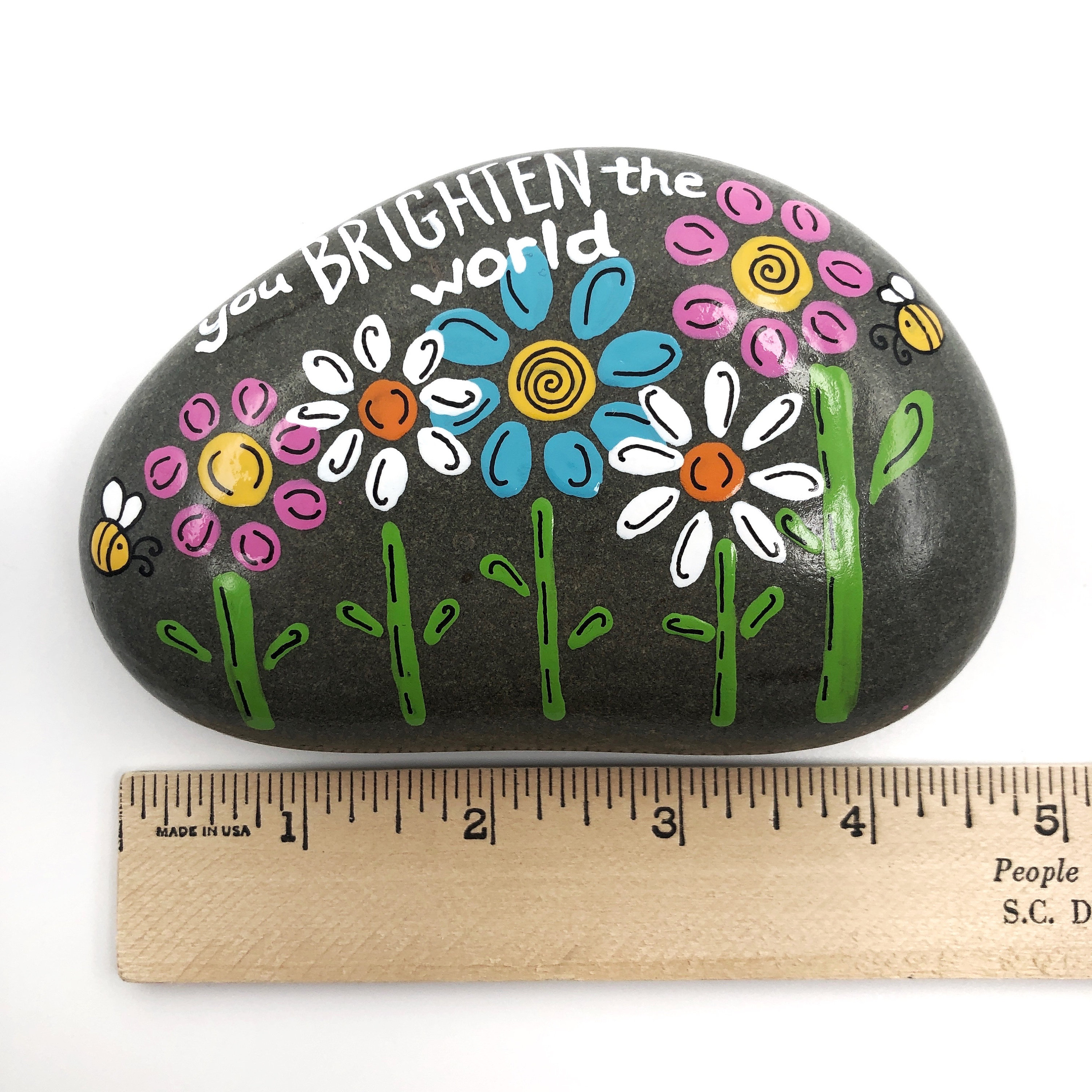 You Brighten the World Painted Rock, Custom Phrase, Personalized Stone ...