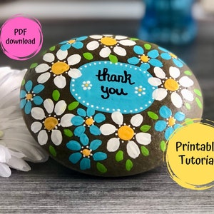 TUTORIAL - Flower Garden Rock Painting, Easy Step By Step Downloadable Tutorial, Paint Your Own Memory Rock, Custom Name Memorial DIY Rock