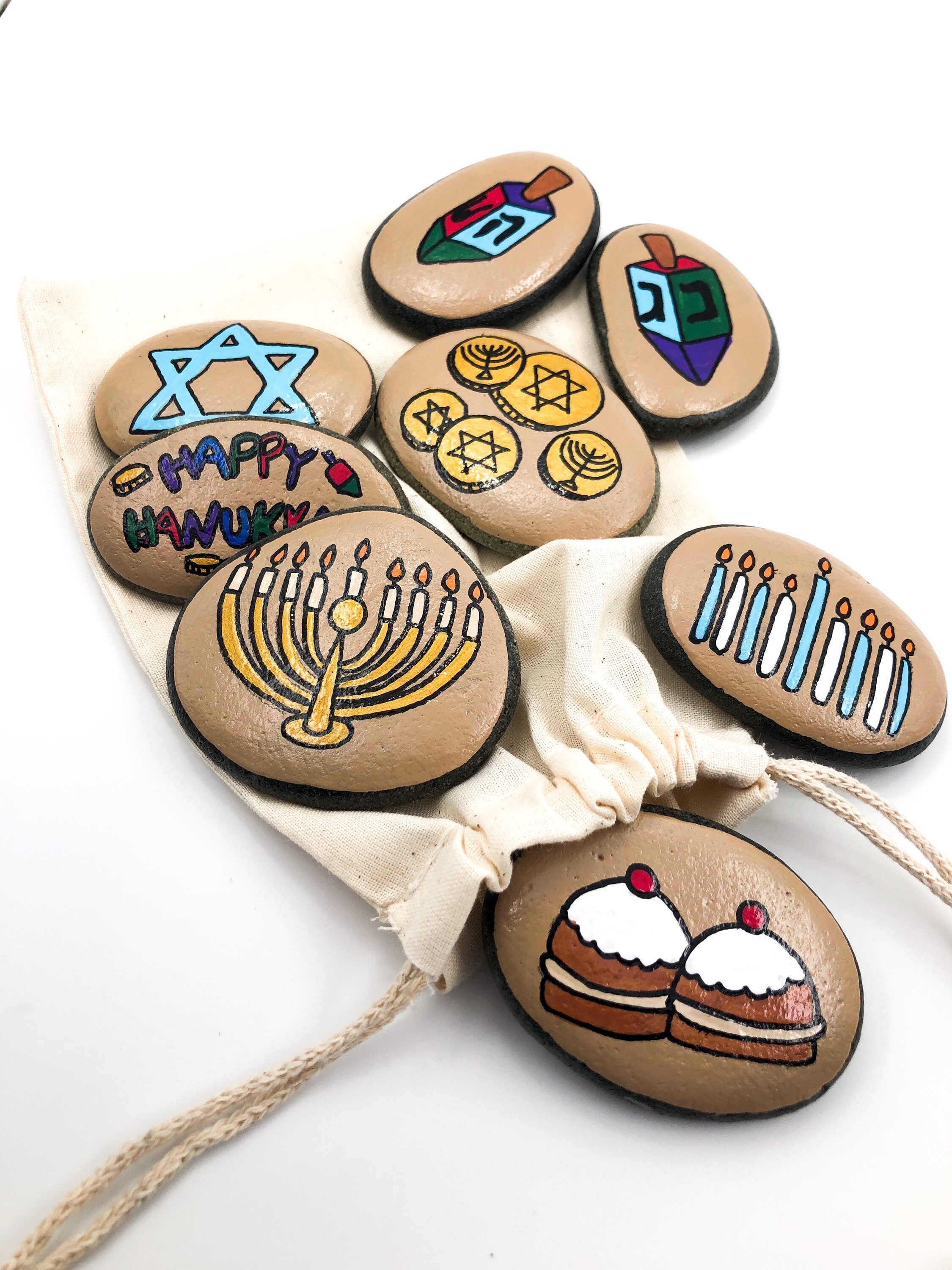 Hanukkah Story Stones: Painted River Rocks, Jewish Holiday Activity - Etsy
