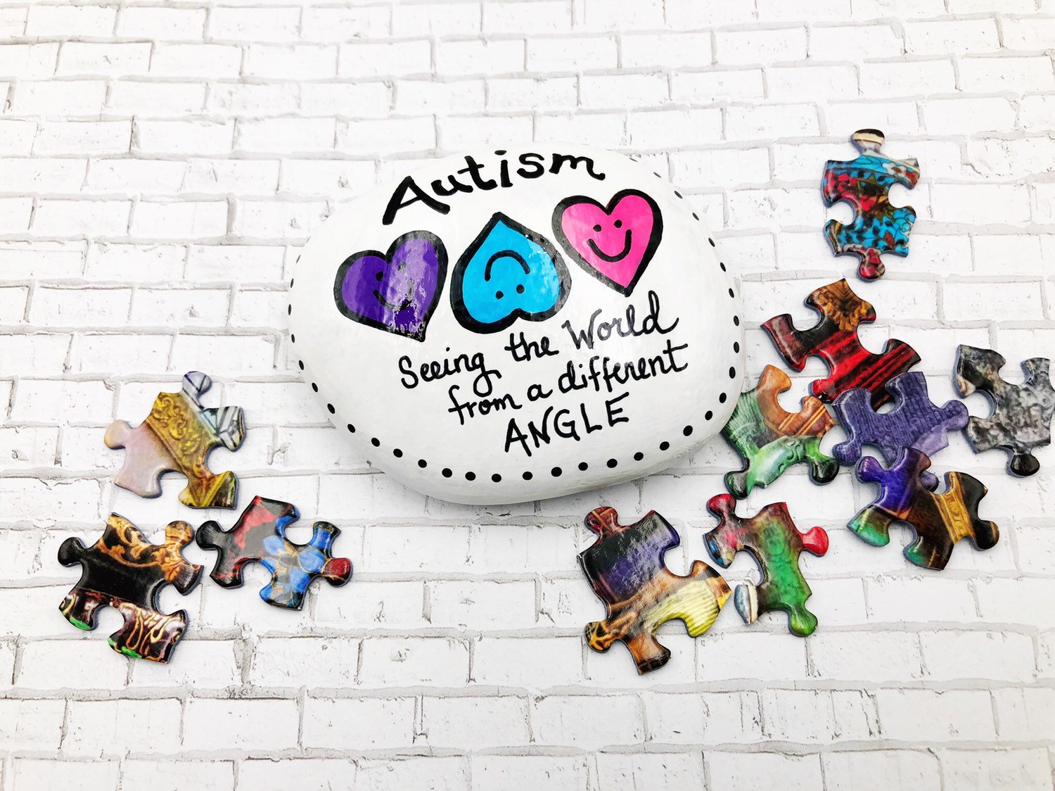 Autism Awareness Rock Autism Acceptance Autism Gift Hand Etsy