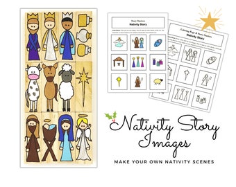 Nativity Story Templates for Christmas Projects, Nativity Story Images for Coloring and Pasting, DIY Nativity Scene Templates