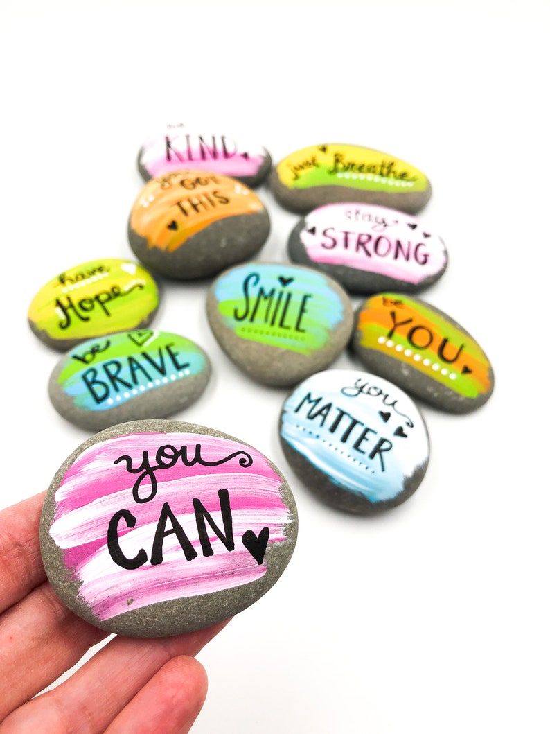 Kindness Stones Set of 10 Affirmation Pocket Rocks Etsy