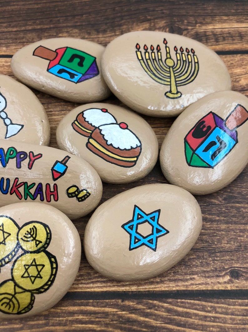 Hanukkah Story Stones: Painted River Rocks, Jewish Holiday Activity - Etsy