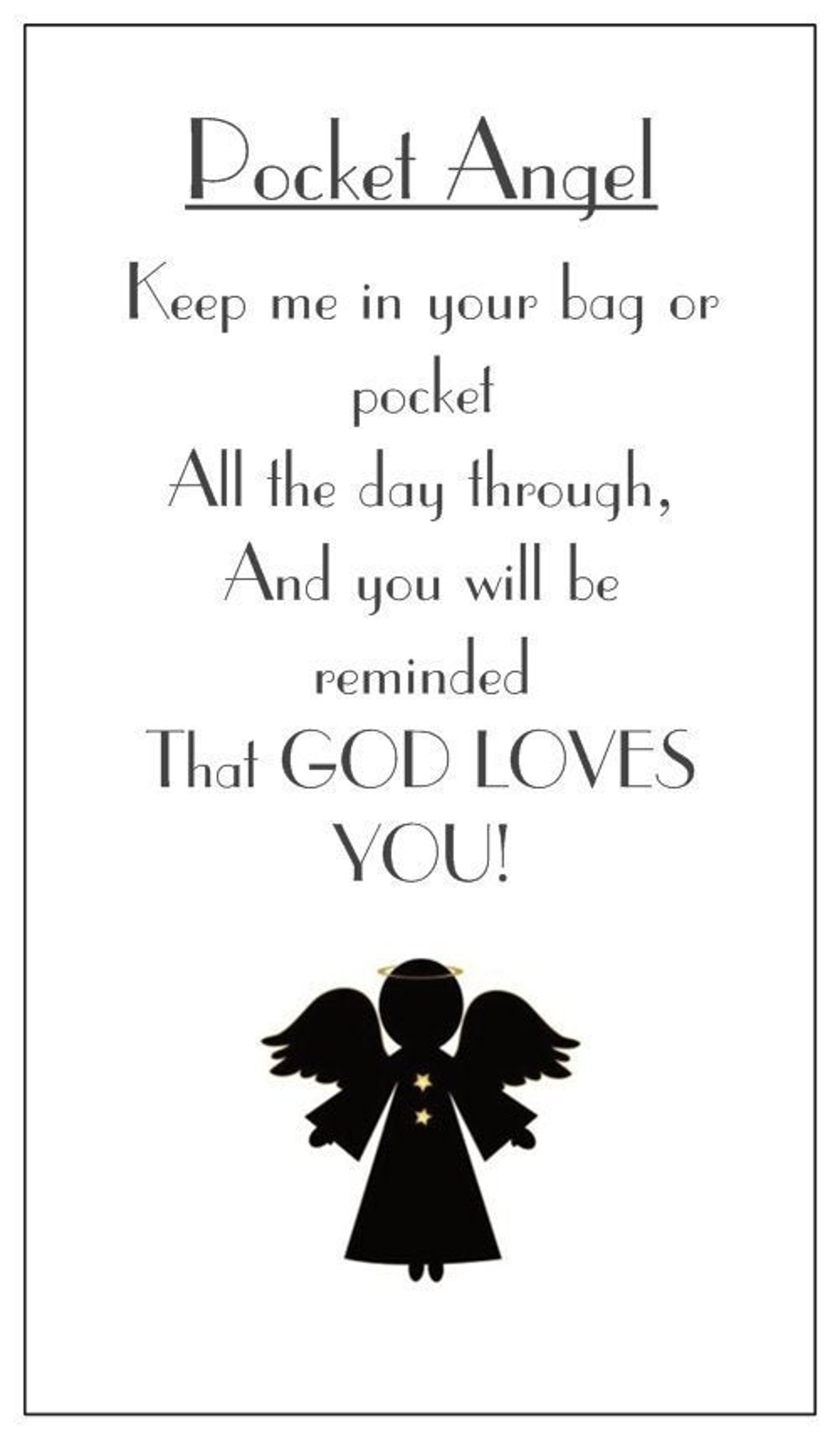 Pocket Angel Cards Set, Angel in My Pocket Cards, Set of 10 God Loves