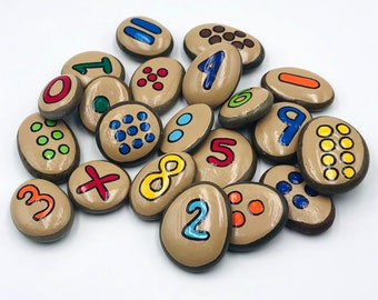 Numbers and Counting Story Stones, Basic Math Skills Rocks, Matching Numbers Set, Counting Pebbles, Counting and Sorting Rocks, Story Rocks