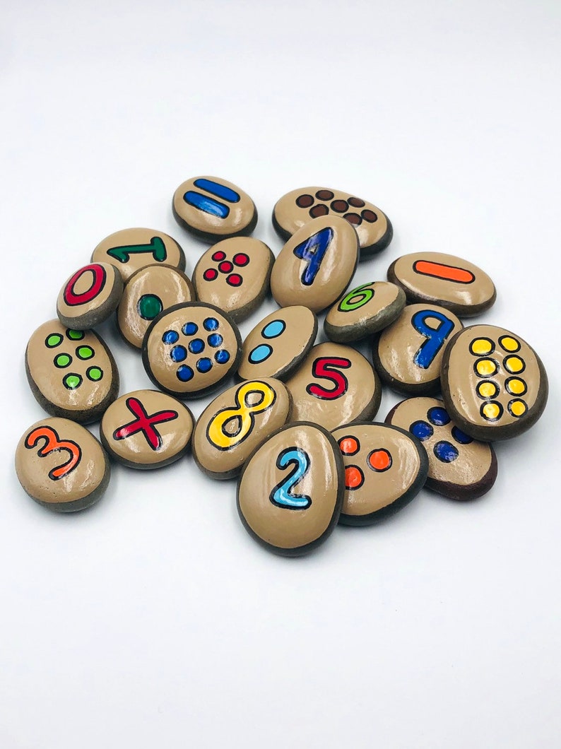 Numbers and Counting Story Stones Basic Math Skills Rocks - Etsy