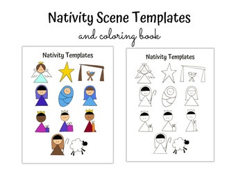 Nativity Story Coloring Book and Activity Templates, PDF Instant Download Printable Christmas Story Images, DIY Christmas Nativity Templates