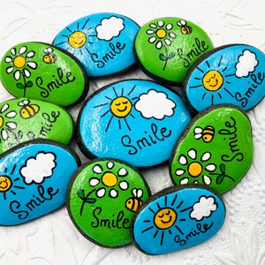 Smile Painted Rocks: Birthday Party Favors, Set of 10