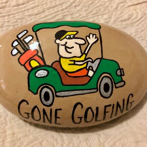 Golf Cart Painted Rock Paperweight, Golf Lover Gift, Father's Day Gift, Painted Golf Cart, Gift for Golfer, Painted Rocks and Stones