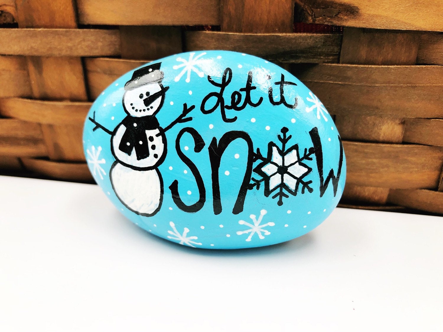 Let It Snow Painted Rock Snowman Hand Painted Rock Teacher - Etsy