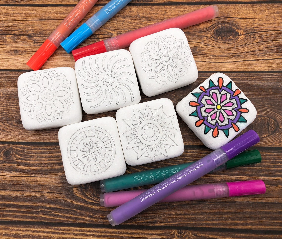 Mandala Rock Painting Kit Paint Your Own Mandala Stones Easy Etsy