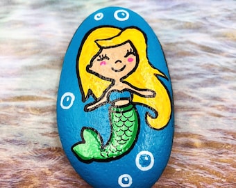 Mermaid Pocket Rock, Mermaid Backpack Rock, Back to School Comfort Stone for Girls, Mermaid Worry Stone, Mermaid Birthday Party Favors