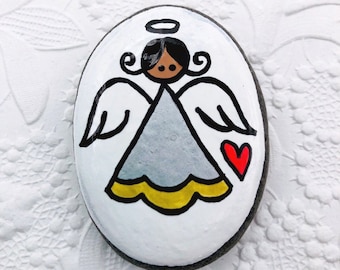 Pocket Angel Rock Comfort Stone, Girl Pocket Token Angel, Worry Stone, First Communion Gift, Easter Gift, Sunday School gift, Guardian Angel