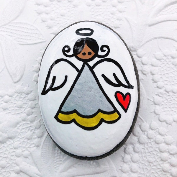 Pocket Angel Rock Comfort Stone, Girl Pocket Token Angel, Worry Stone, First Communion Gift, Easter Gift, Sunday School gift, Guardian Angel