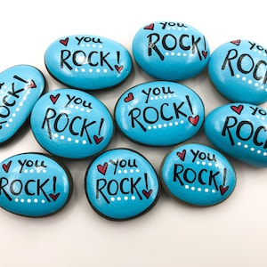 You ROCK Set of 10 Rocks, Affirmation Pocket Rocks, Encouragement Rocks, Birthday Rocks, Painted Rock for Kids and Coworkers, Nurse Gift
