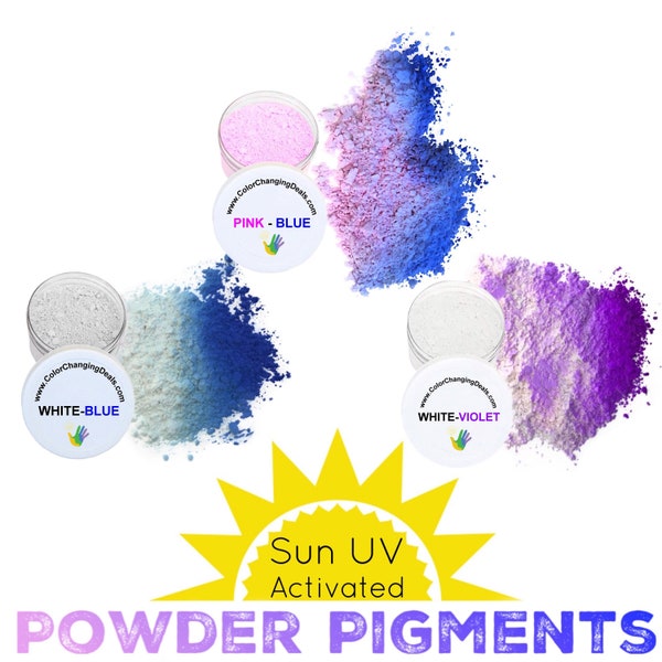 Sun Activated Photochromic Powder Pigment Changing Color when exposed to UV Light